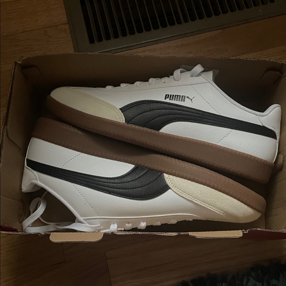 Puma White Black Gum-Accent Low-Profile Sneakers - Picture 6 of 11